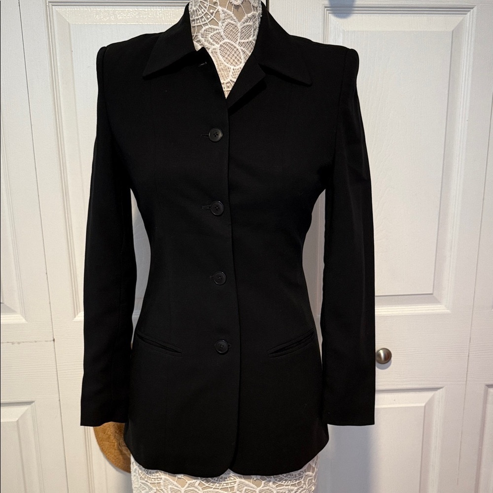 Banana Republic Vintage Elegant Black Jacket Blazer Made in Italy 100% Wool 2